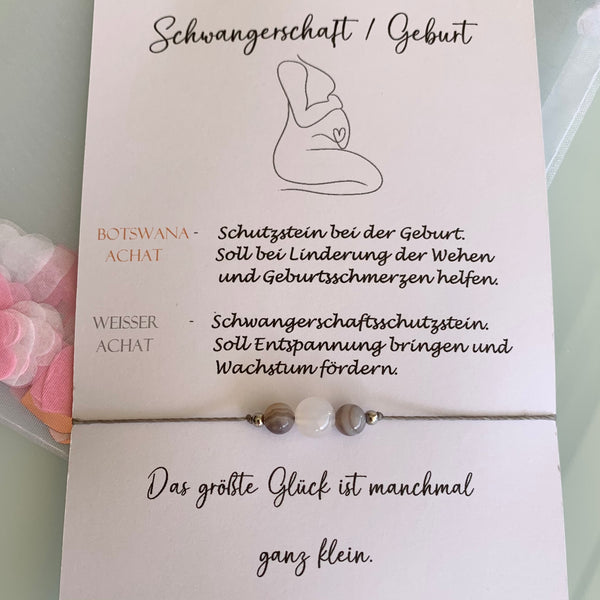 Schwangerschaft Geburt Schutzarmband personalisiert Pregnancy Armband Botswana Achat Edelsteine
