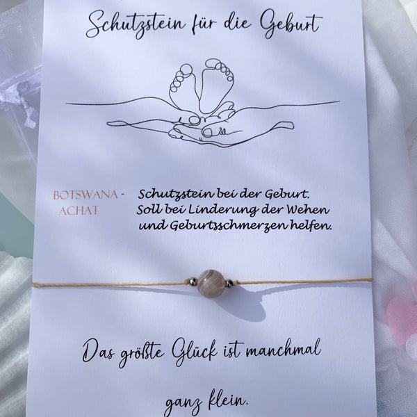 Schwangerschaft Geburt Schutzarmband personalisiert Pregnancy Armband Botswana Achat Edelsteine #22