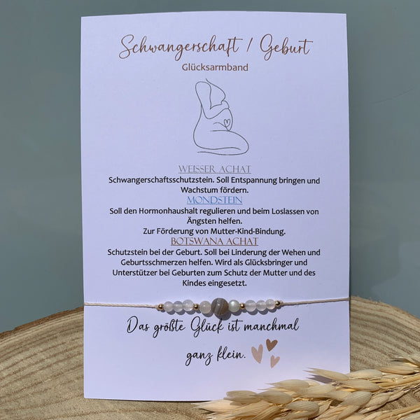 Schutzstein für die SCHWANGERSCHAFT & GEBURT Armband • Pregnancy • Botswana Achat • Mondstein • babyparty Geschenk • 14k gold filled