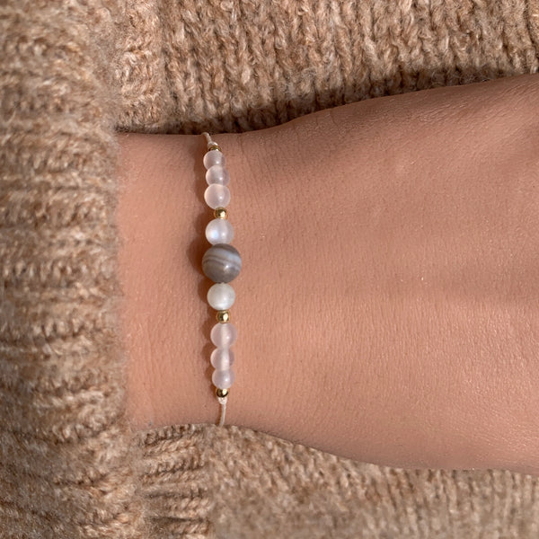 Schutzstein für die SCHWANGERSCHAFT & GEBURT Armband • Pregnancy • Botswana Achat • Mondstein • babyparty Geschenk • 14k gold filled