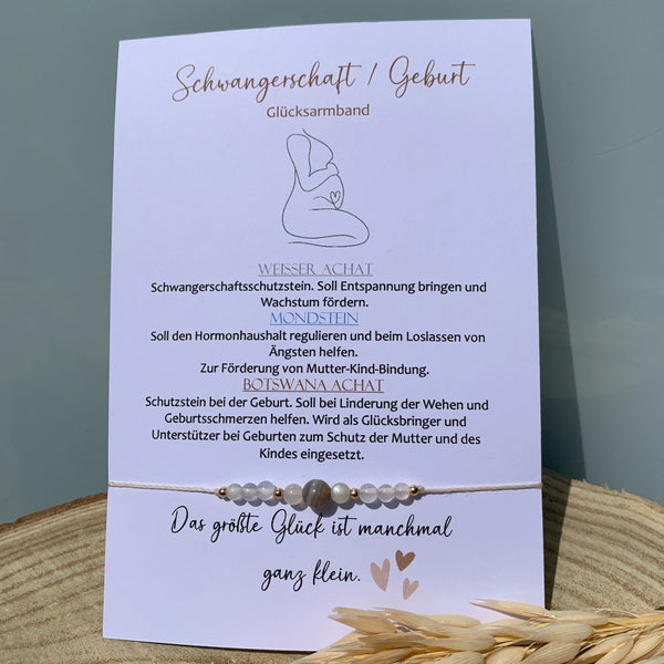 Schutzstein für die SCHWANGERSCHAFT & GEBURT Armband • Pregnancy • Botswana Achat • Mondstein • babyparty Geschenk • 14k gold filled