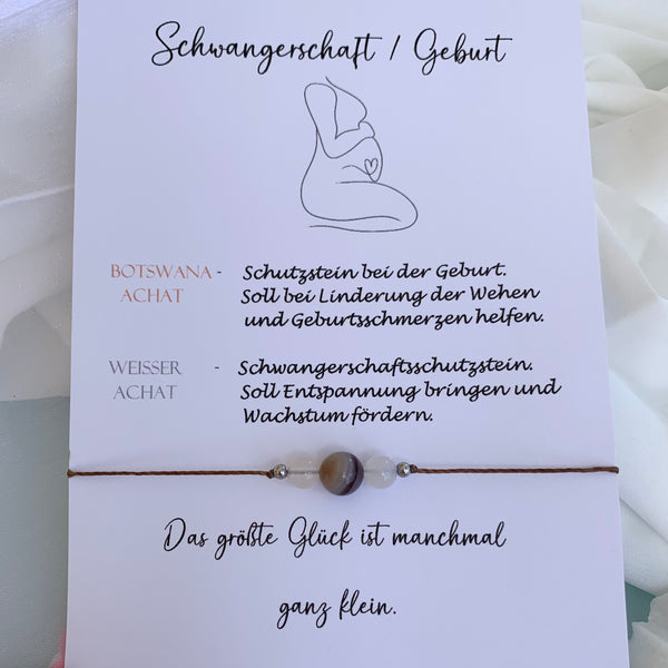 Schwangerschaft Geburt Schutzarmband personalisiert Pregnancy Armband Botswana Achat Edelsteine #24