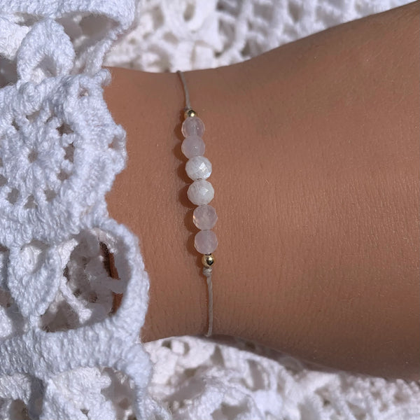 Schwangerschaft Schutzstein • Edelstein Armband • Schutzarmband • weisser Achat Mondstein • babyparty • 14k gold filled • 925 silber
