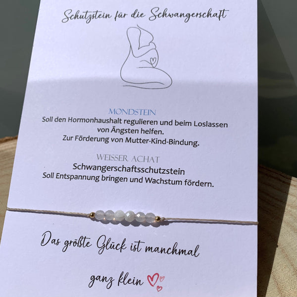 Schwangerschaft Schutzstein • Edelstein Armband • Schutzarmband • weisser Achat Mondstein • babyparty • 14k gold filled • 925 silber