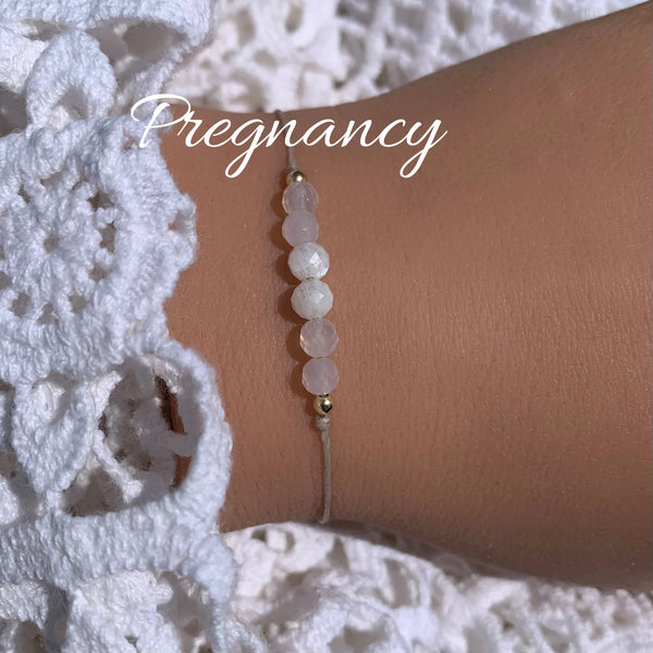 Schwangerschaft Schutzstein • Edelstein Armband • Schutzarmband • weisser Achat Mondstein • babyparty • 14k gold filled • 925 silber