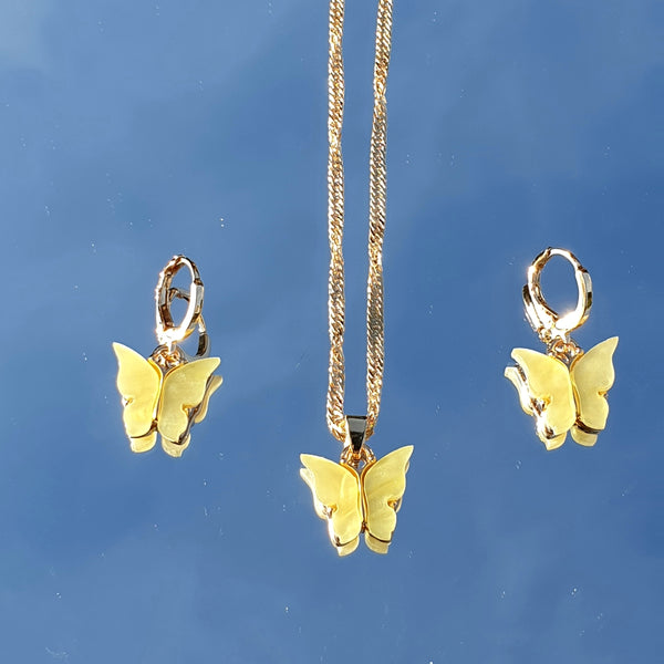 Litet Mariposa -set - halsband med örhängen i olika färger