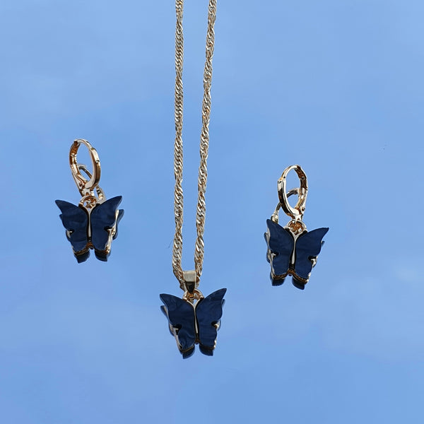 Litet Mariposa -set - halsband med örhängen i olika färger
