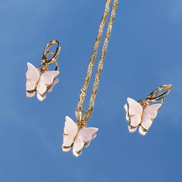 Litet Mariposa -set - halsband med örhängen i olika färger