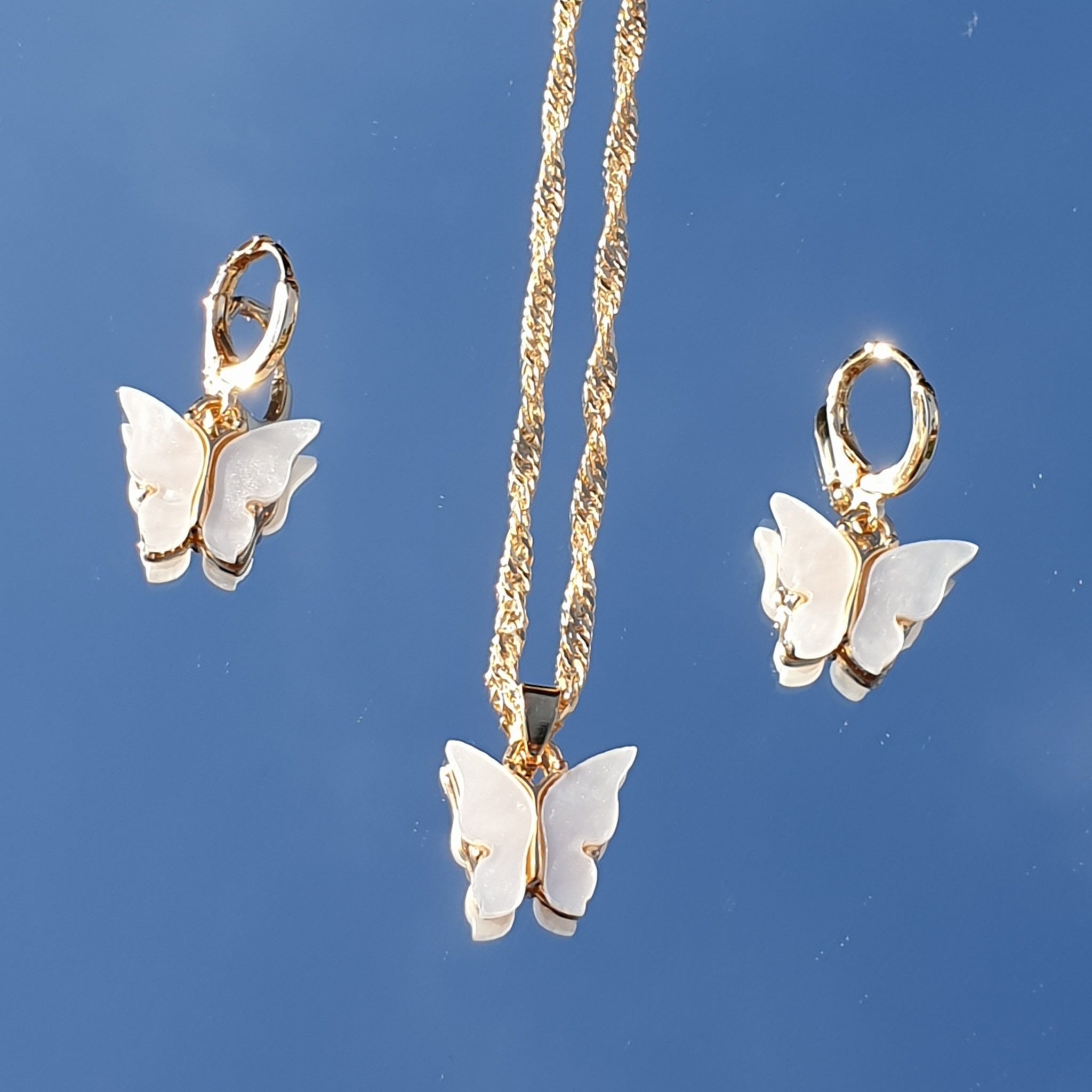 Litet Mariposa -set - halsband med örhängen i olika färger