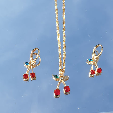 Small Cherry Set - collier individuel ou avec boucles d'oreilles