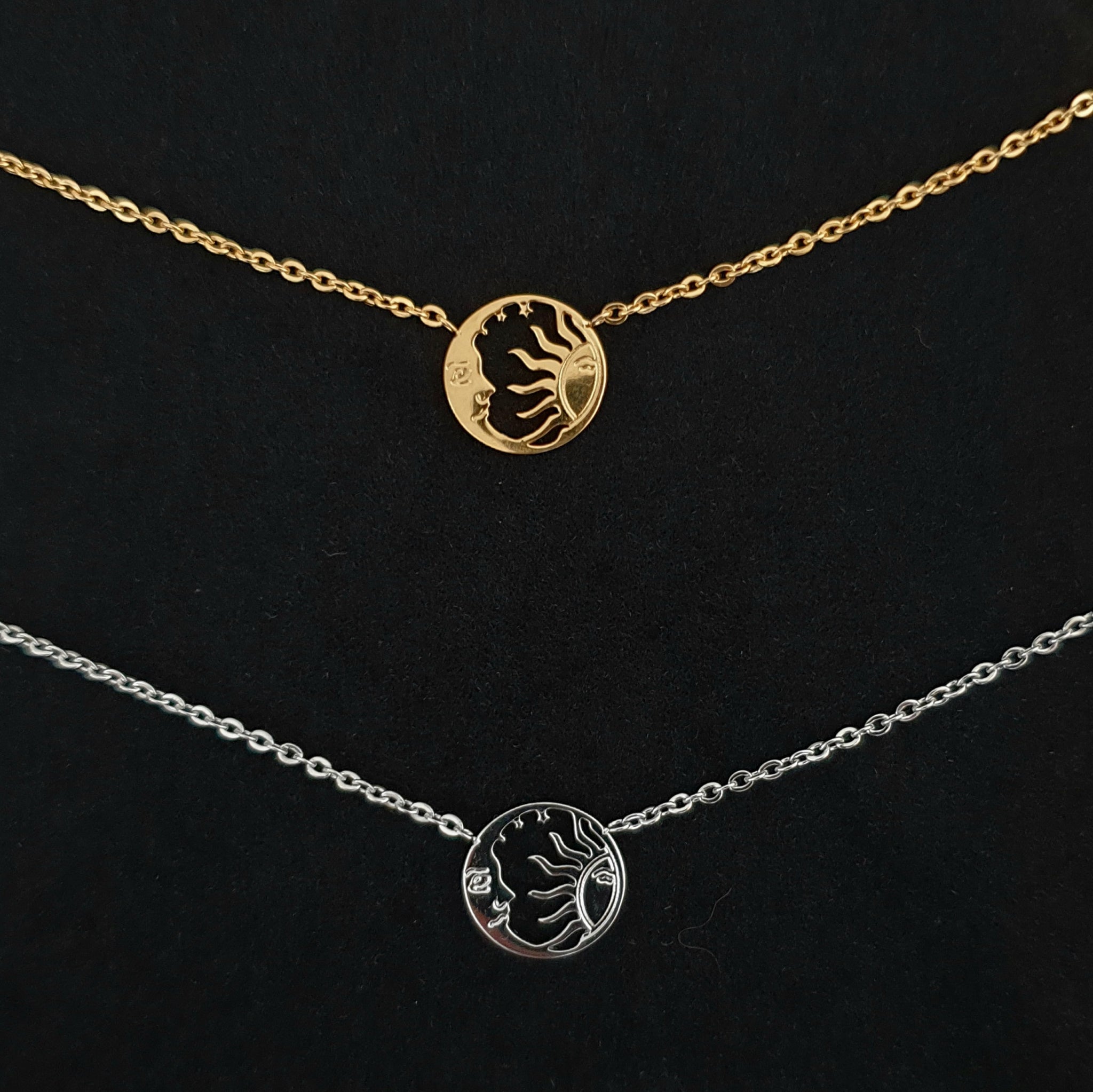 Sonne und Mond Symbol Kette aus EDELSTAHL