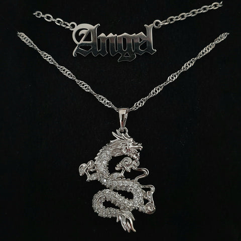 Peking Silber- Set mit zwei Halsketten aus Edelstahl