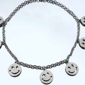 Chaîne ras de cou en acier inoxydable en acier inoxydable avec pendentif smiley