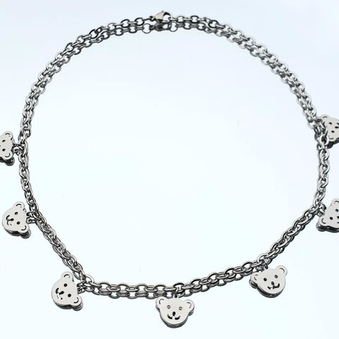 Chaîne ras du cou en acier inoxydable en acier inoxydable avec pendentif ours