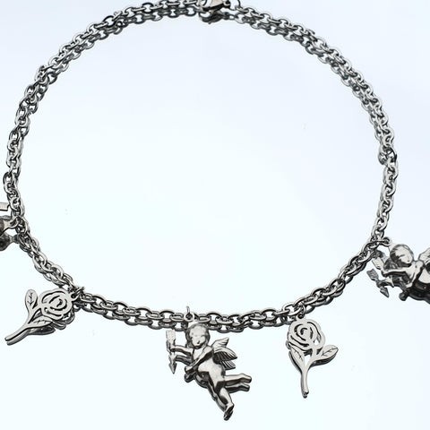 Chaîne ras de cou en acier inoxydable en acier inoxydable avec ange avec pendentif
