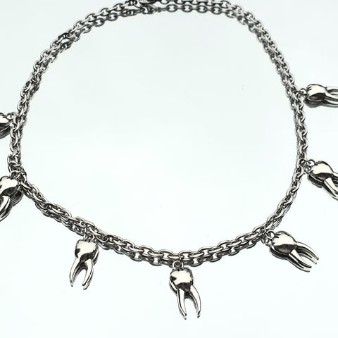 Chaîne ras du cou en acier inoxydable en ACIER INOXYDABLE avec pendentif dents