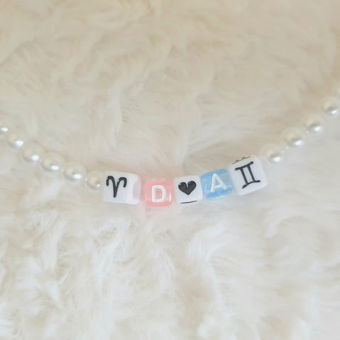 Glasperlenkette Namenskette Choker Herz oder Sternzeichen