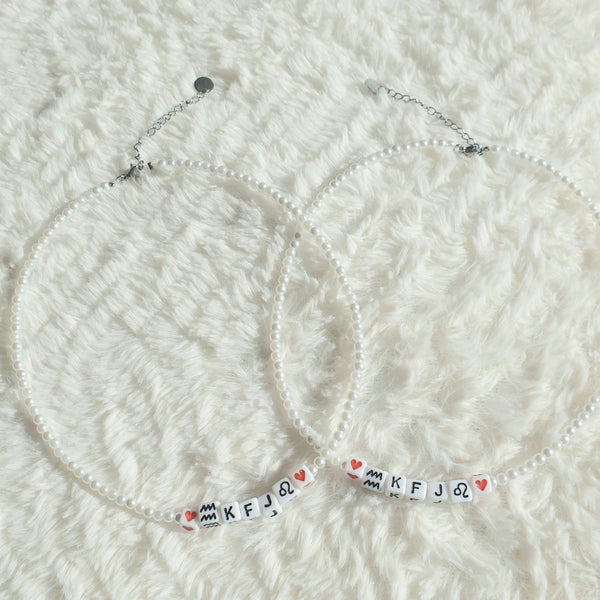 Glasperlenkette Namenskette Choker Herz oder Sternzeichen