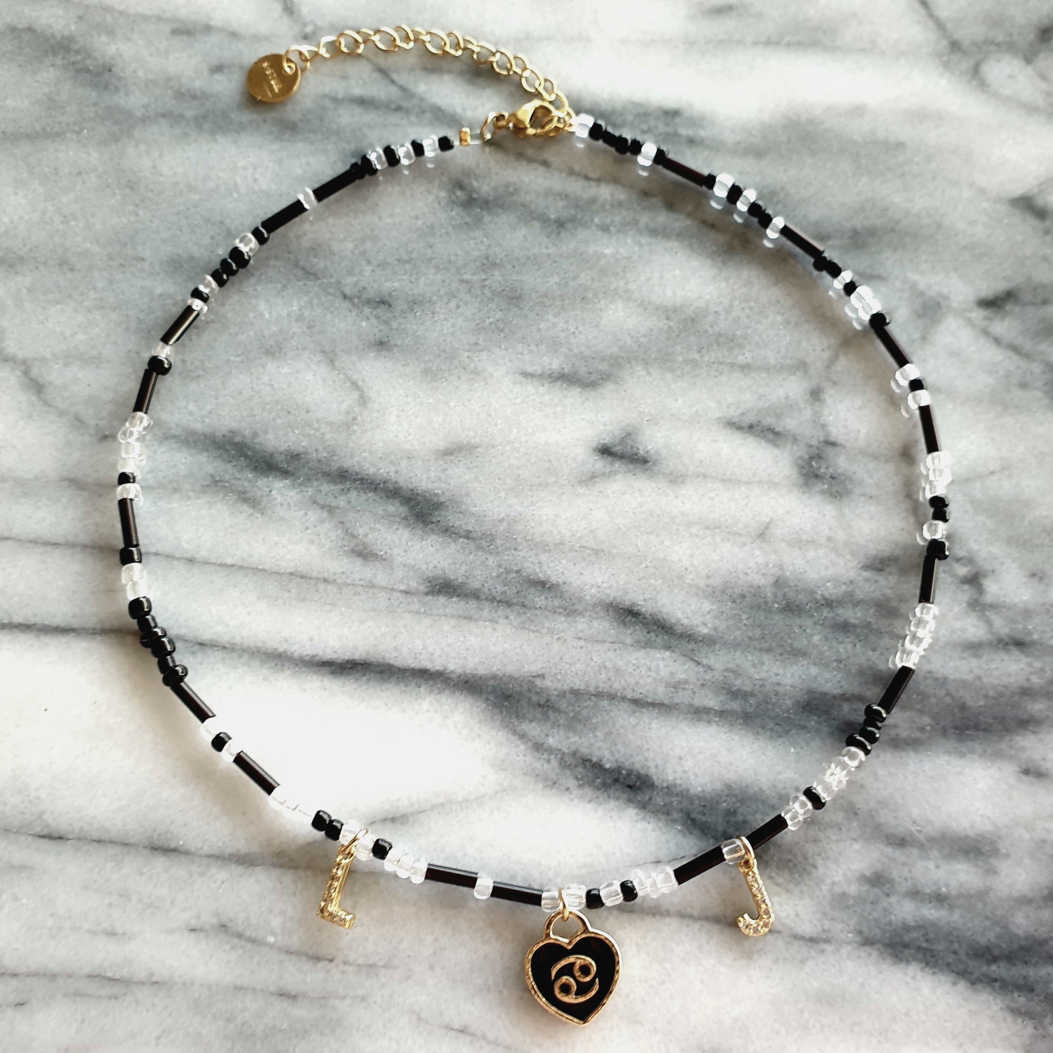 Sternzeichen Glasperlen Kette Choker Buchstaben