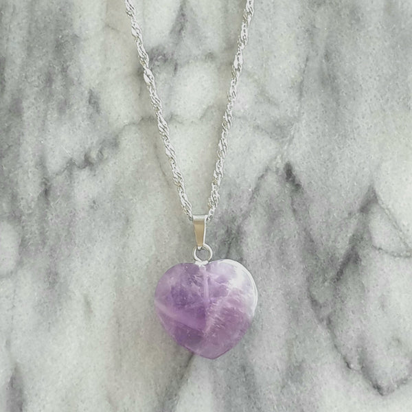 Naturstein Heilstein AMETHYST mit EDELSTAHLKETTE