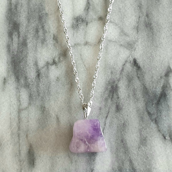 Naturstein Heilstein AMETHYST mit EDELSTAHLKETTE