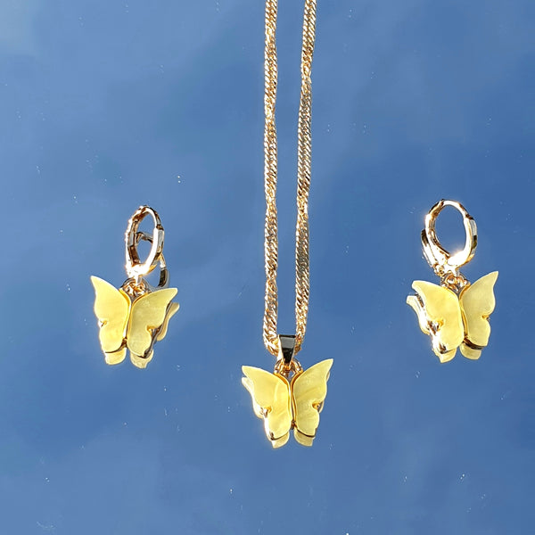 Small mariposa set - halskette aus Edelstahl mit Ohrringen