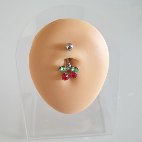 Piercing nombril en acier chirurgical 316L avec cerises