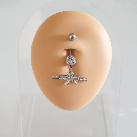 Piercing nombril en acier chirurgical 316L avec AK 47