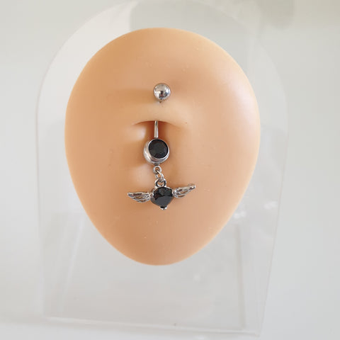 Piercing nombril en acier chirurgical 316L avec un coeur