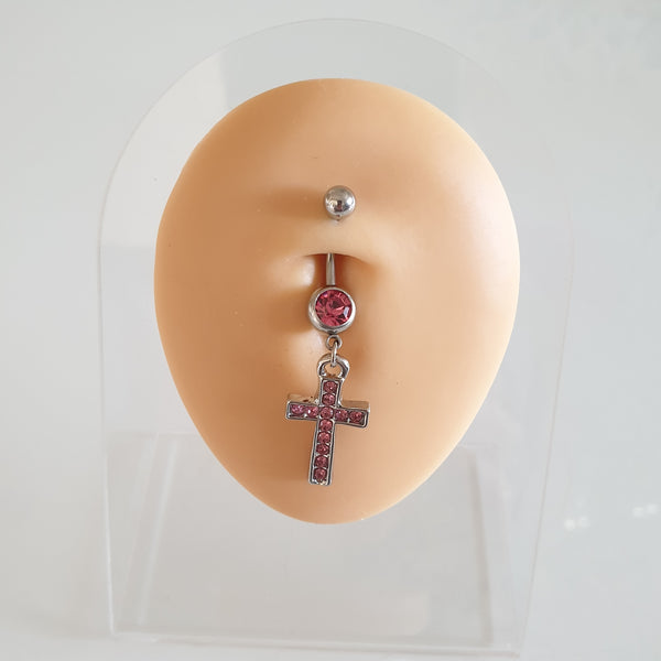 Bauchnabelpiercing aus 316L Chirurgenstahl mit Kreuz