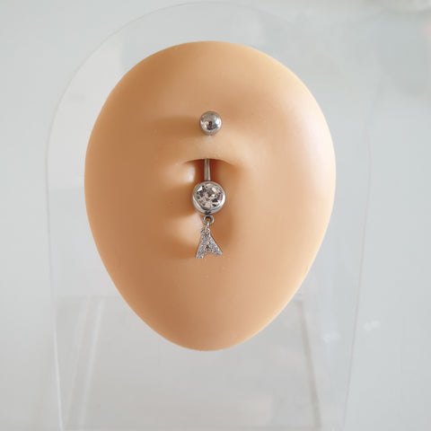 Piercing nombril en acier chirurgical 316L avec initiales