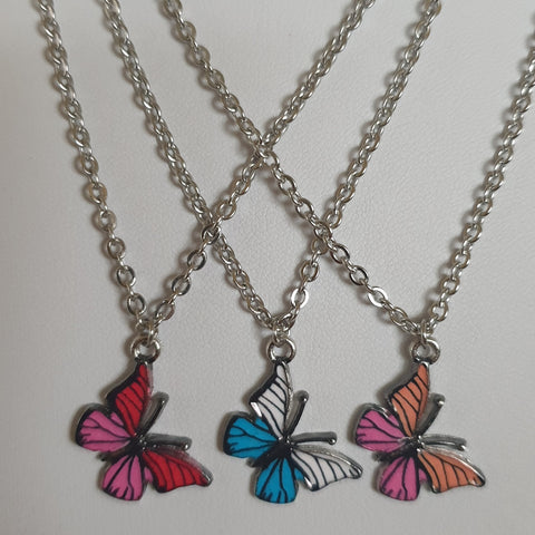 Colorful butterfly - Halsketten aus Edelstahl in verschiedene Farben