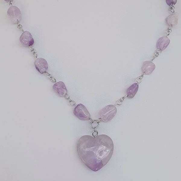 Naturstein Heilstein AMETHYST Halskette mit Natursteinen und Edelstahl