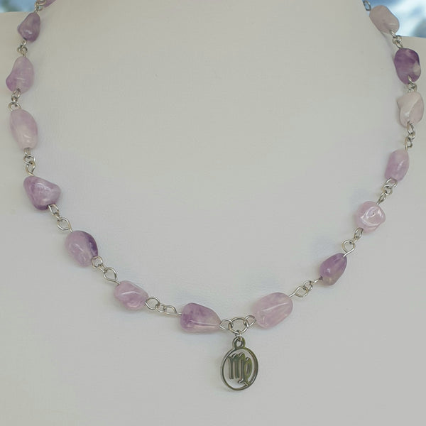 Naturstein Heilstein AMETHYST Halskette mit Natursteinen und Edelstahl