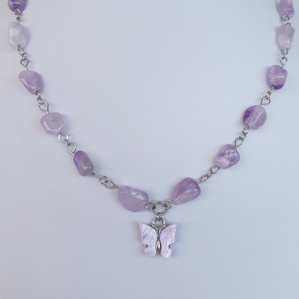 Naturstein Heilstein AMETHYST Halskette mit Natursteinen und Edelstahl
