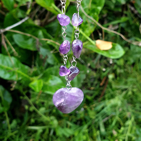 Naturstein Heilstein AMETHYST Halskette mit Natursteinen und Edelstahl