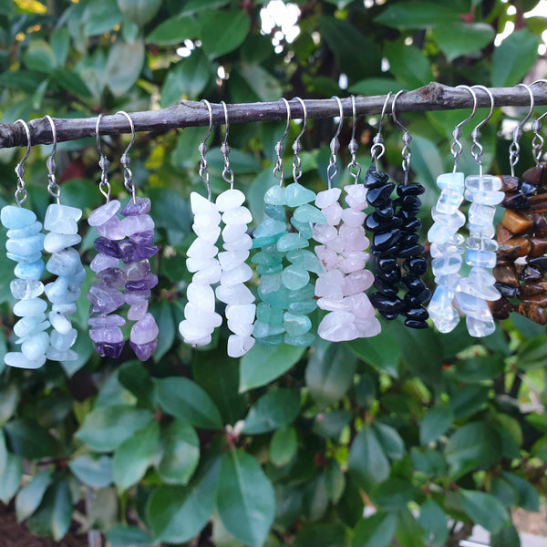 Boucles d'oreilles Heisteinen en pierre naturelle (2 pièces) en acier inoxydable