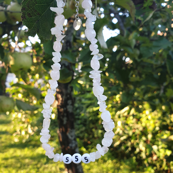 Engelszahlen Halskette Choker mit Natursteinen Heilsteinen und Edelstahl