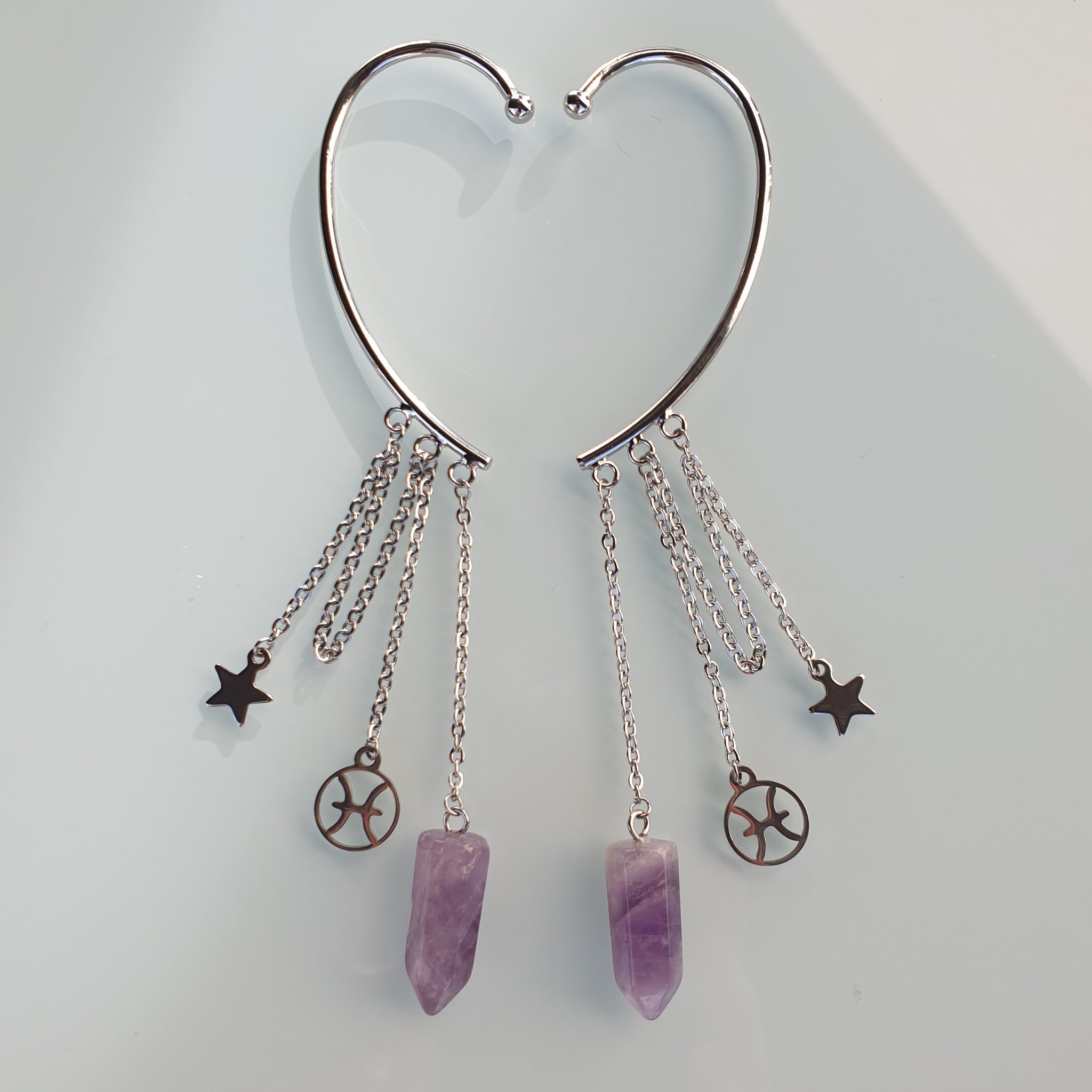 Earcuffs (2 Stück)  925er versilbert mit Energiespitze - Sternzeichen Stern