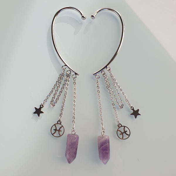 Earcuffs (2 Stück)  925er versilbert mit Energiespitze - Sternzeichen Stern