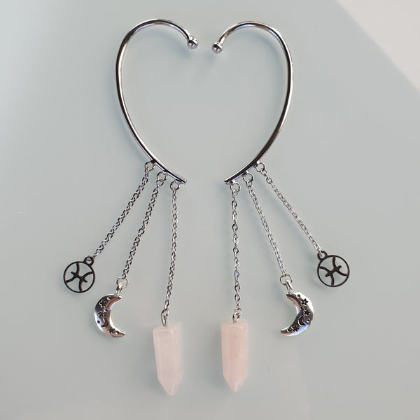 Earcuffs (2 Stück)  925er versilbert mit Energiespitze - Sternzeichen Mond