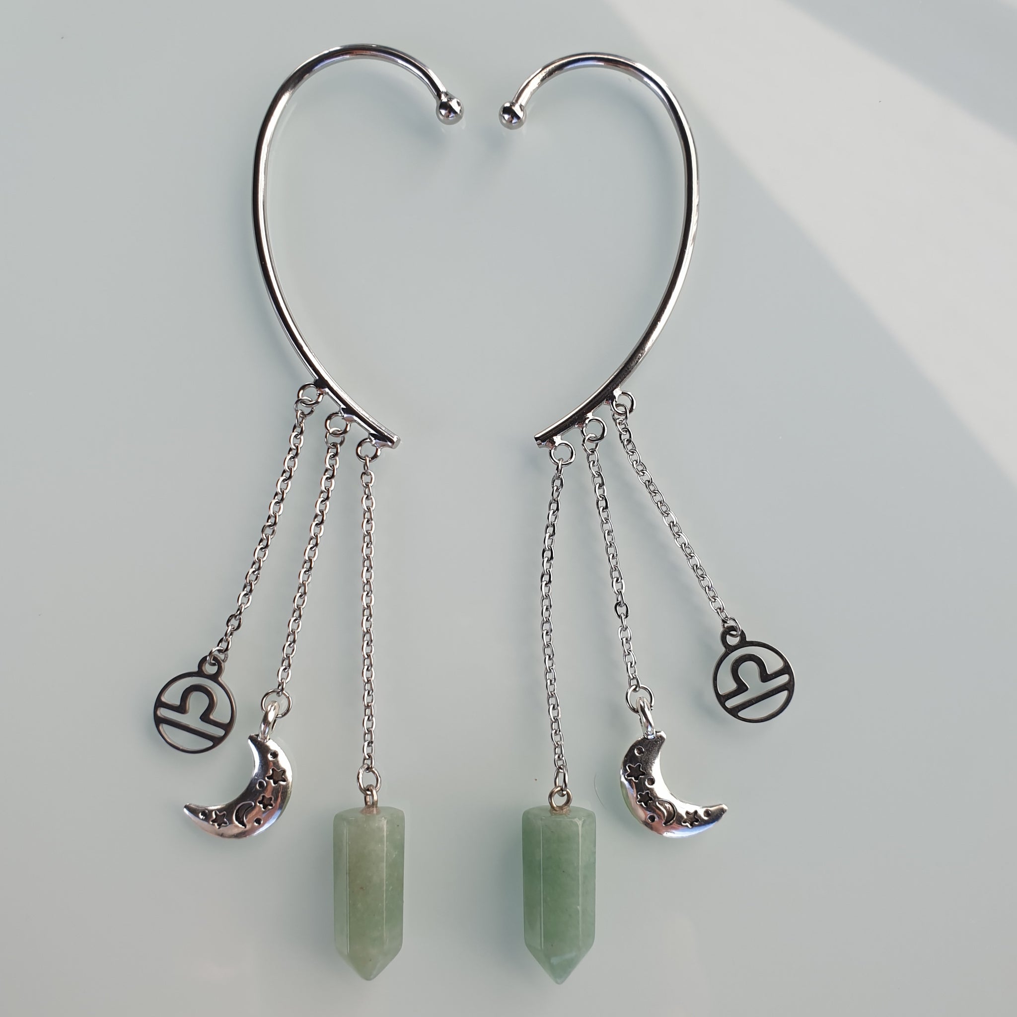 Earcuffs (2 Stück)  925er versilbert mit Energiespitze - Sternzeichen Mond