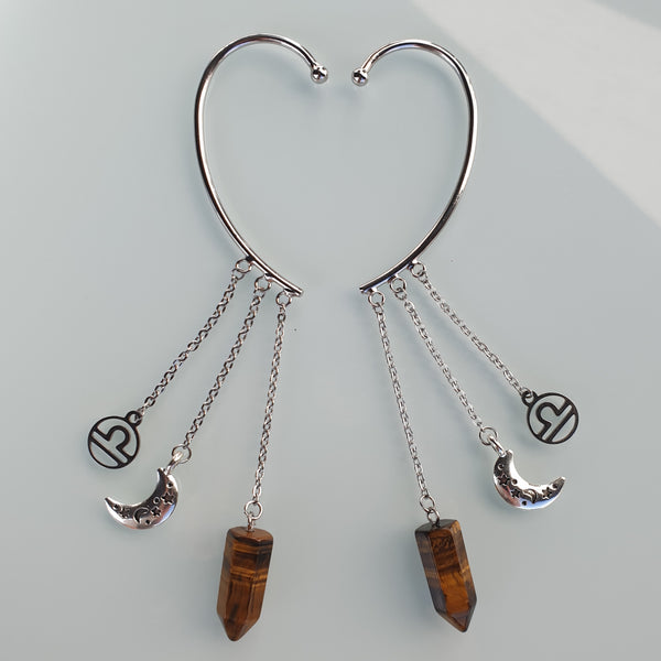 Earcuffs (2 Stück)  925er versilbert mit Energiespitze - Sternzeichen Mond