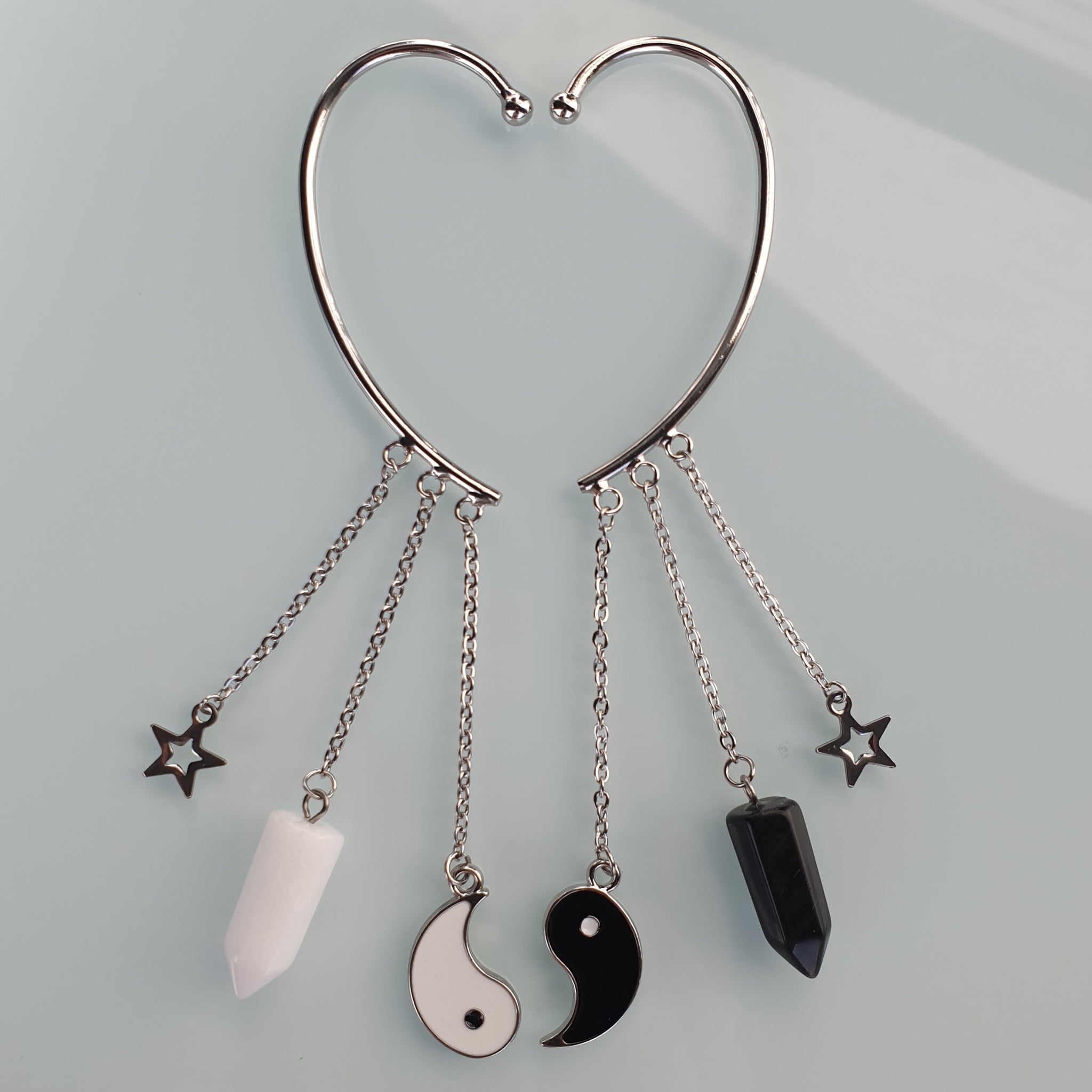 Öronmuddar (2 delar) 925 silverpläterade - Yin Yang energispets