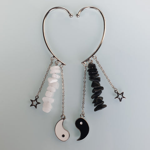 Boucles d'oreilles (2 pièces) plaqué argent 925 - Yin Yang