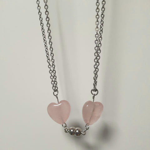 Matching Freundschaftkette -Edelstahl- Naturstein Herz mit Magnet