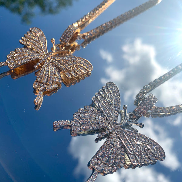Papillon bling - collier avec zircone