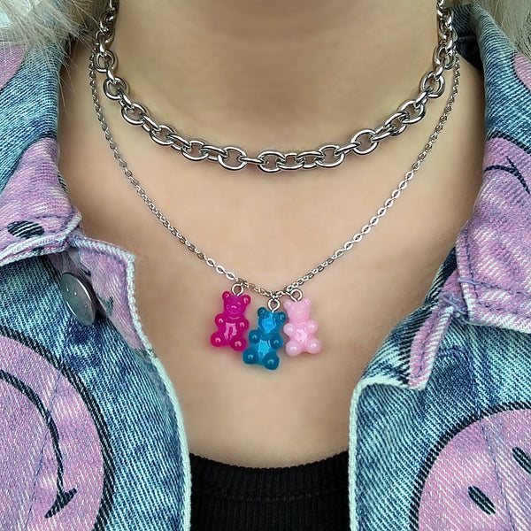 Edelstahl Kette mit Gummibärchen Anhänger