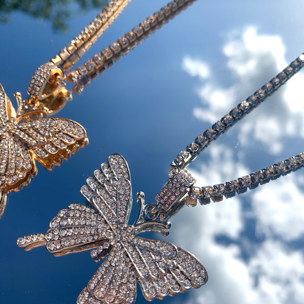 Papillon bling - collier avec zircone